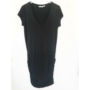 Athleta Dress Womens Medium Black Ruched Cap Sleeve Athleisure Outdoor Travel